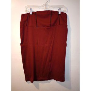 Pencil Skirt w/Pin Stripe Waist Deep Red Stretchy